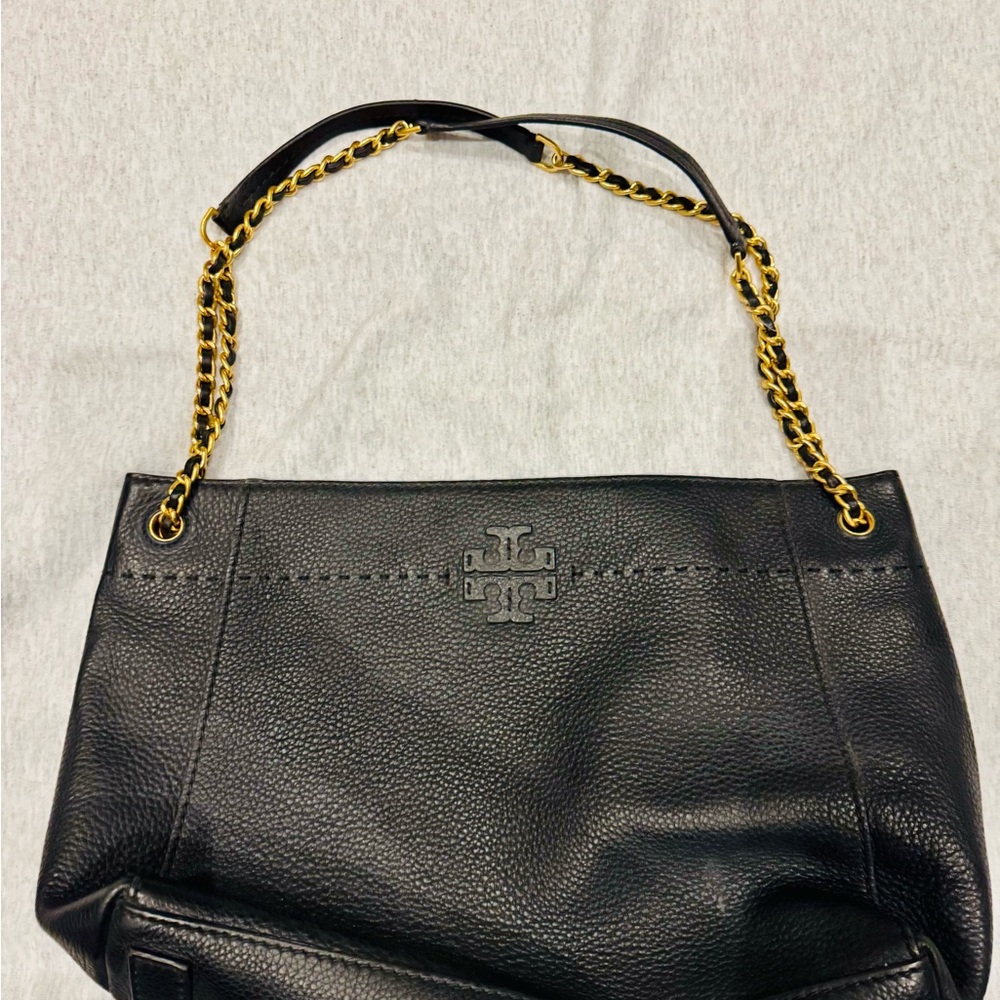 Tory Burch Black and Gold Shoulder Bag
